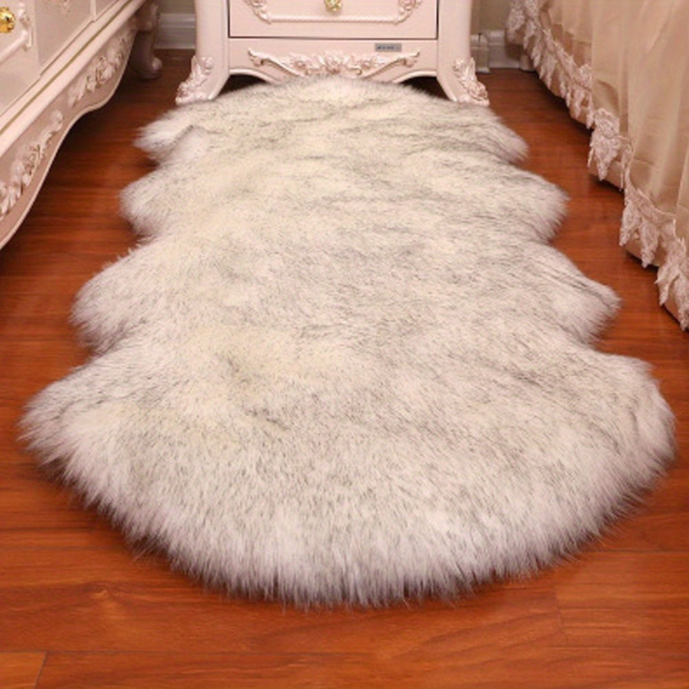 Artificial Sheepskin Long Hair Rugs - Soft Faux Fluffy Shaggy Carpets for Living Room and Bedroom, Non-Slip Home Decor Mats