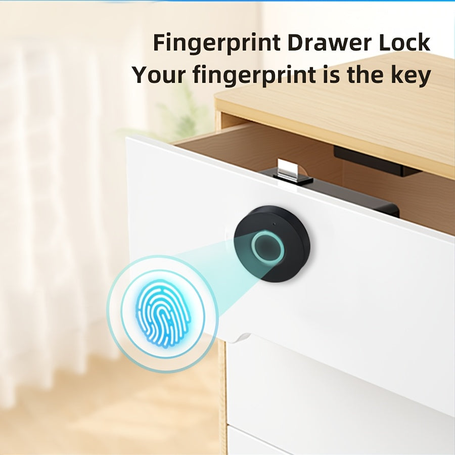 ABS Fingerprint Drawer Lock for home and office cabinets. Battery operated with easy installation. Battery not included.