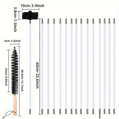 1 Set of Cleaning Supplies including a Dryer Vent Cleaning Brush, Dust Collector, Extendable Synthetic Brush Head, and Drill Compatible Cleaning Brush - all essential Cleaning Tools.