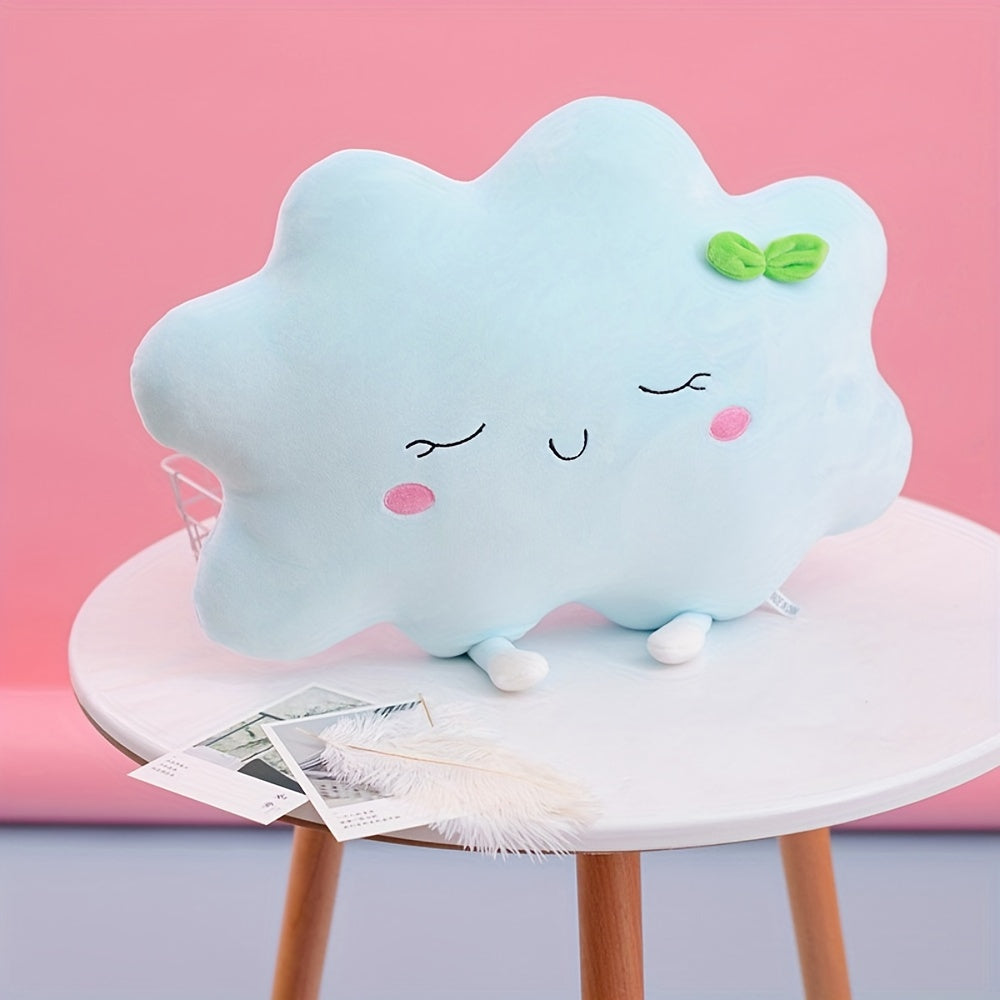 Vintage style cartoon plush sun and cloud pillow for ages 6-8, ideal for room decor and holiday gifts. Hand-wash only.