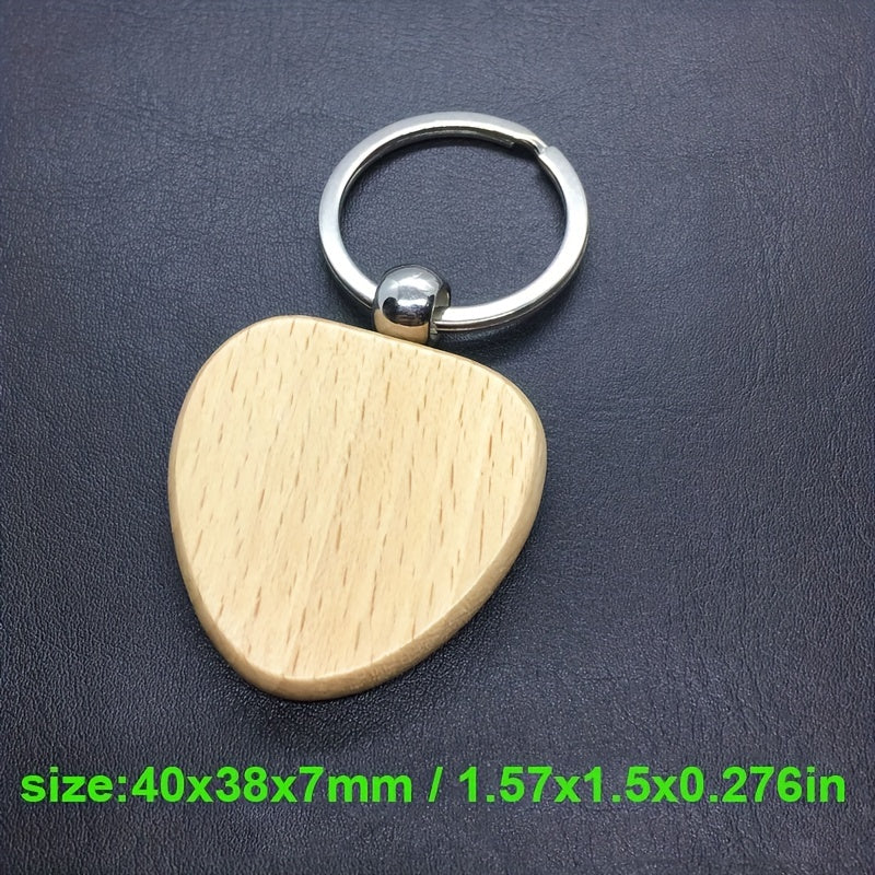 Wooden keychains are available in packs of 25, each bag containing a mix of round, rectangle, and heart-shaped blanks that are perfect for laser engraving.