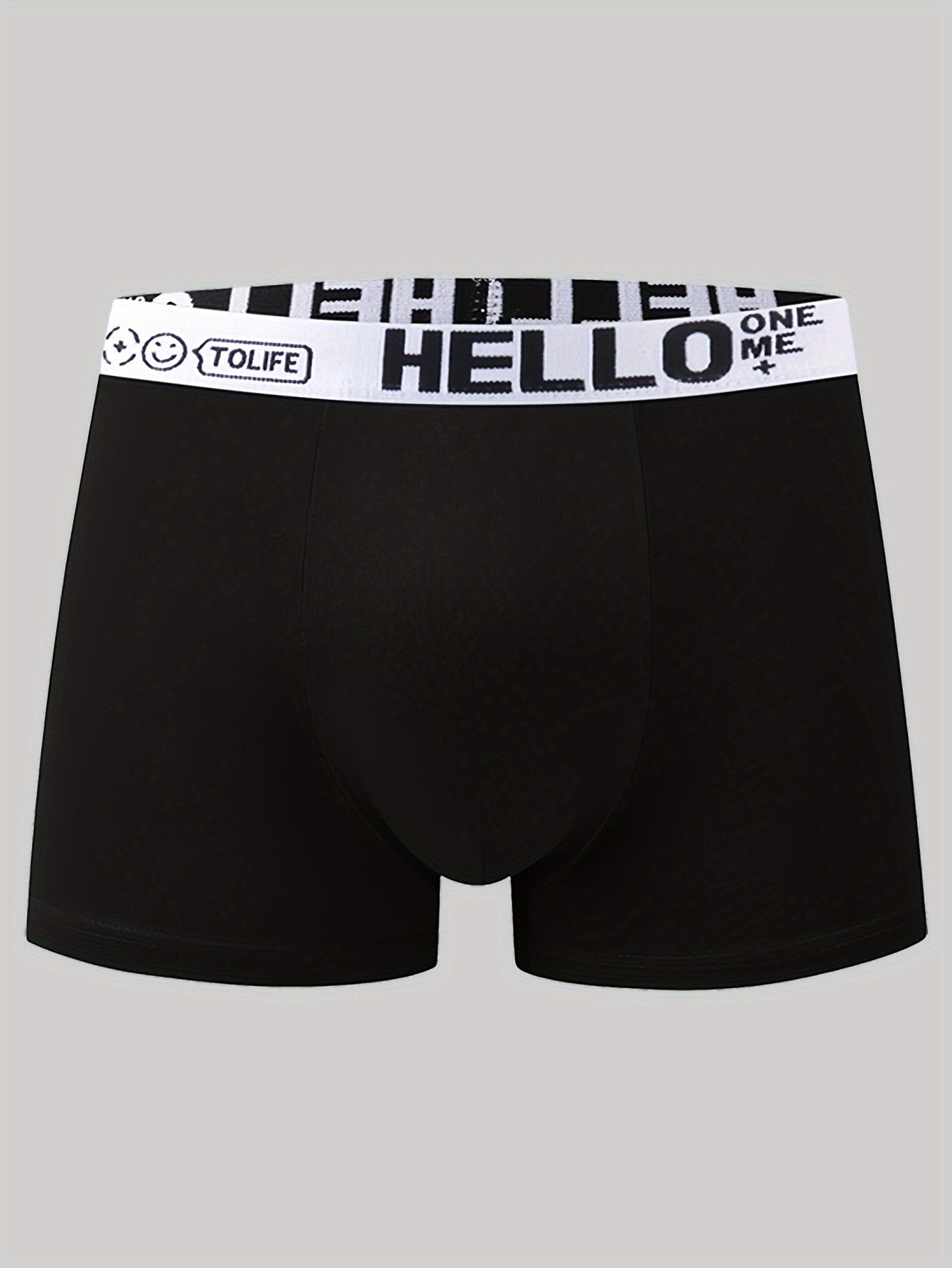 3pcs 'Hello' Print Men's Boxer Briefs - Stylish, breathable, and comfortable sports trunks with high stretch and quick-drying technology.