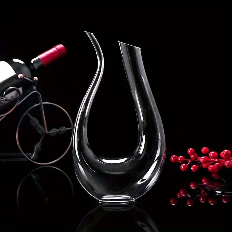 Crystal glass high-end wine decanter with U-shaped harp design, colorful European style, ideal for home or restaurant use.