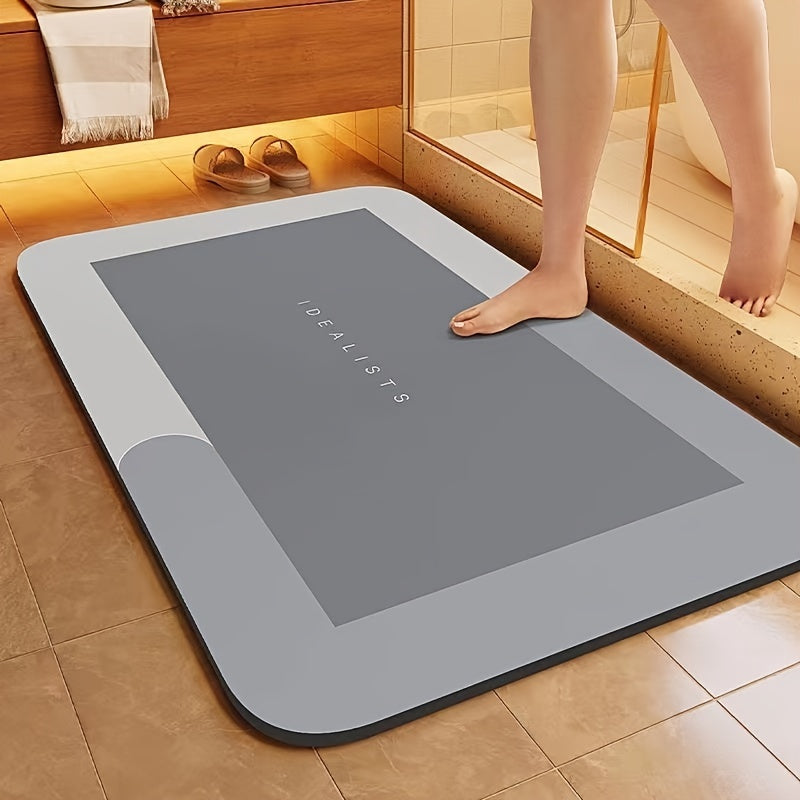 Introducing the 1pc Ultra-Absorbent Diatomaceous Earth Bath Mat - designed for quick drying, non-slip usage. Made with soft and comfortable odor-free polyester fiber, this mat is perfect for the bathroom, shower, laundry room, bedroom, living room, and