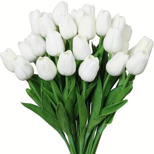 10 lifelike artificial tulips for room and home decor, weddings, offices, cafes, birthdays, and Mother's Day gifts.