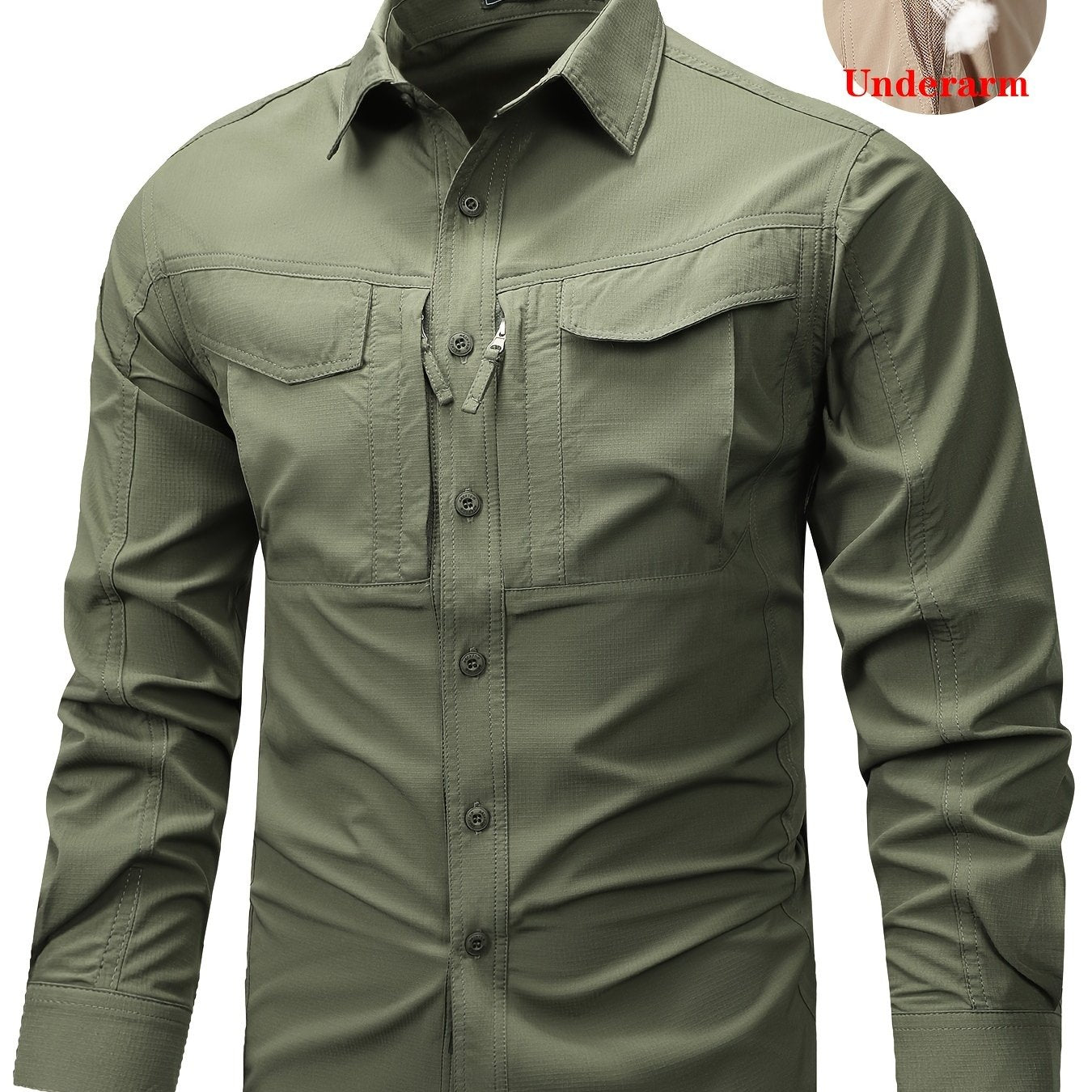 Multi-pocket combat shirt with quick-drying fabric, ventilation holes, and thin style.