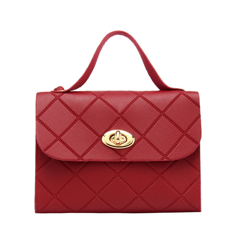 Timeless Elegance Women's Quilted Crossbody Bag: Soft, High Capacity, Elegant Striped Design with Golden-Tone Clasp & Adjustable Strap, Available in White, Red, Black, Pink, and Brown;