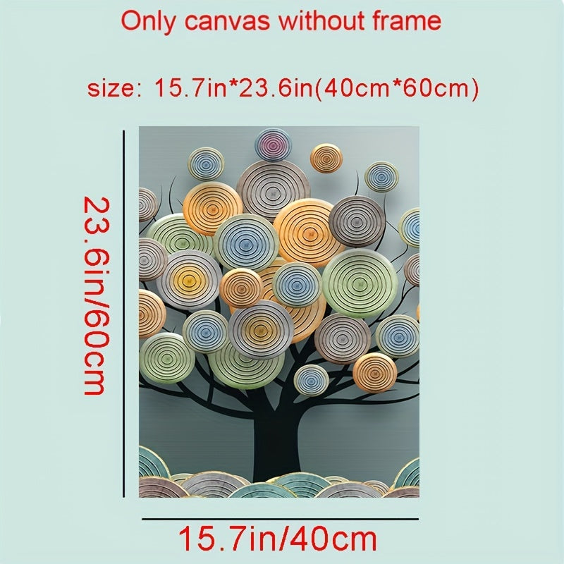 Frameless Chinese Feng Shui tree canvas painting for living room decor, 3 pieces, 15.7*23.6in.