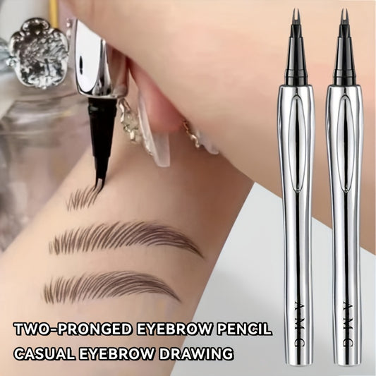 Dual-ended eyebrow pencil for all skin types, shapes quickly with natural, waterproof, and sweatproof finish.