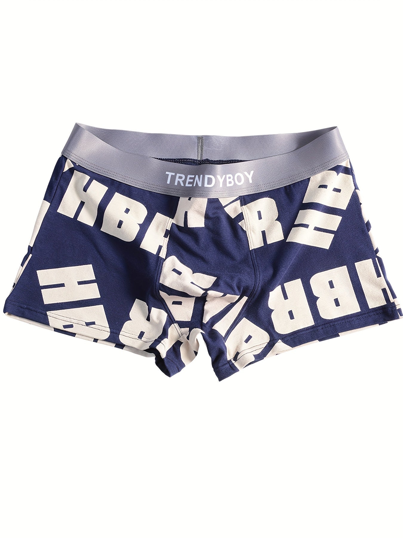 3 TrendyBoy Men's Cotton Boxer Briefs with Elastic Waistband, Random Colors, "HBR" Print Design, Comfort Fit.