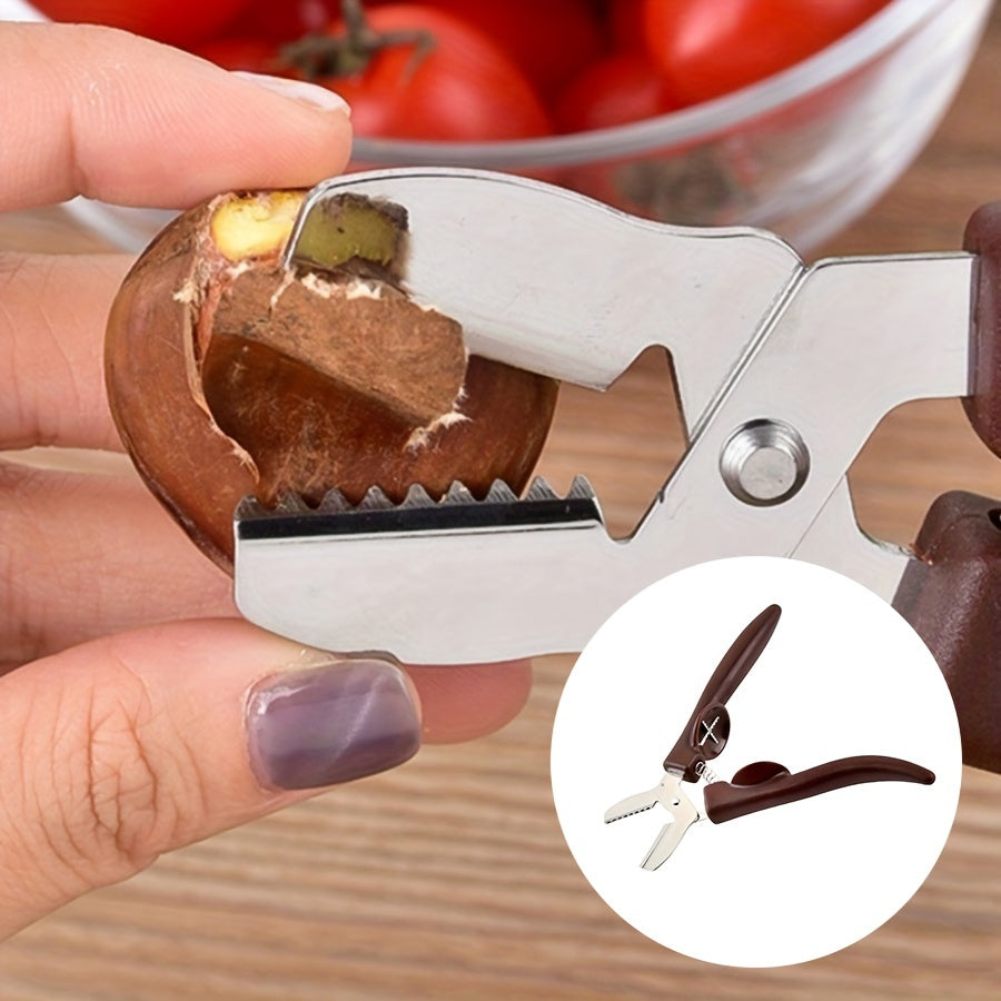 Stainless Steel Chestnut Opener with Ergonomic Grip and Food Processing Accessory - Nutcracker Tool for Kitchen and Dining