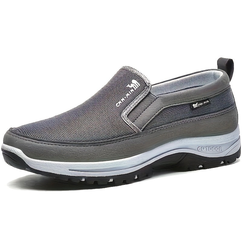 Breathable knit slip-on loafers for men with thick, non-slip soles - ideal for outdoor activities.