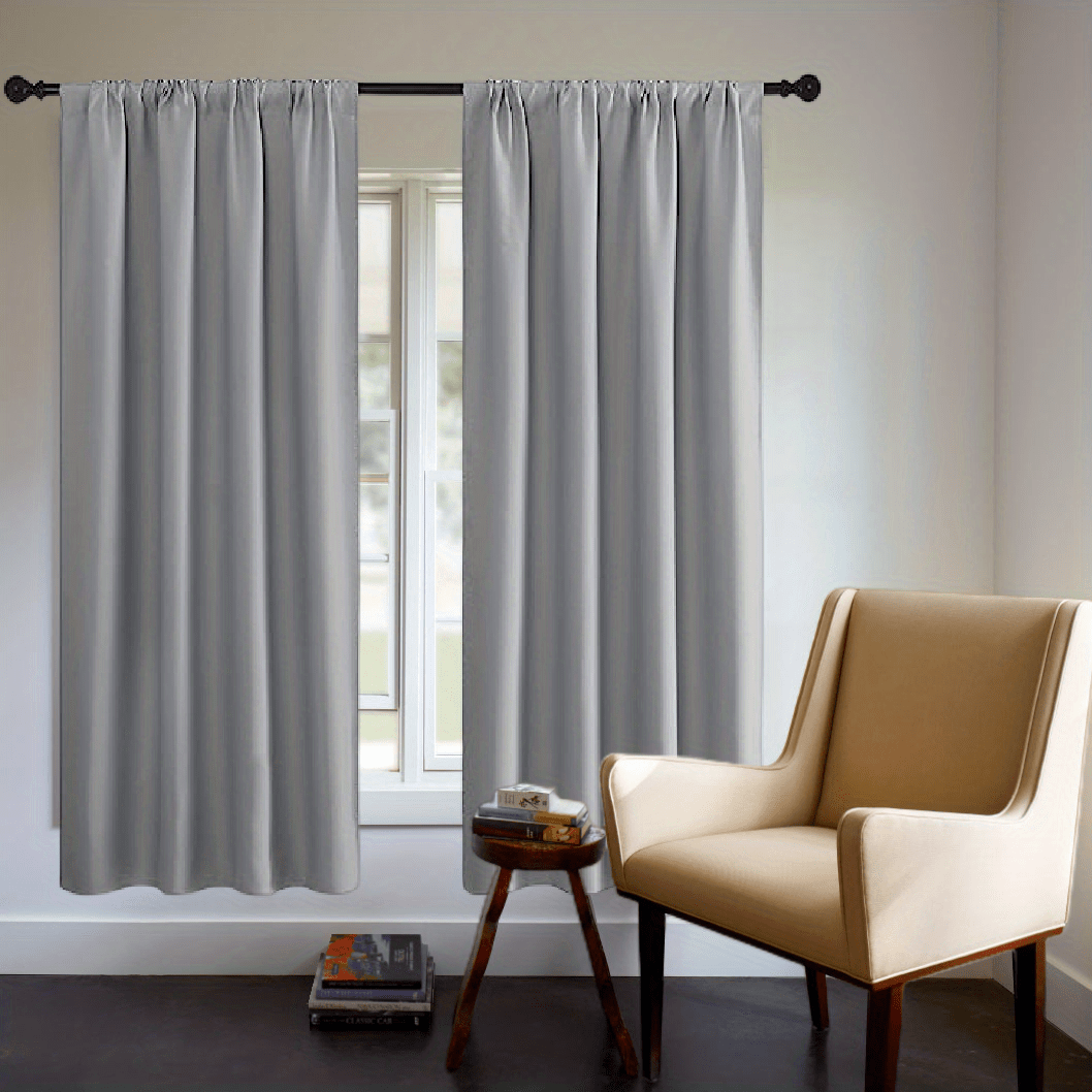 One Blackout Curtain (1 Panel) - Thick Rod Pocket Curtain for Heat Insulation and Light Blocking in Bedroom, 200g;