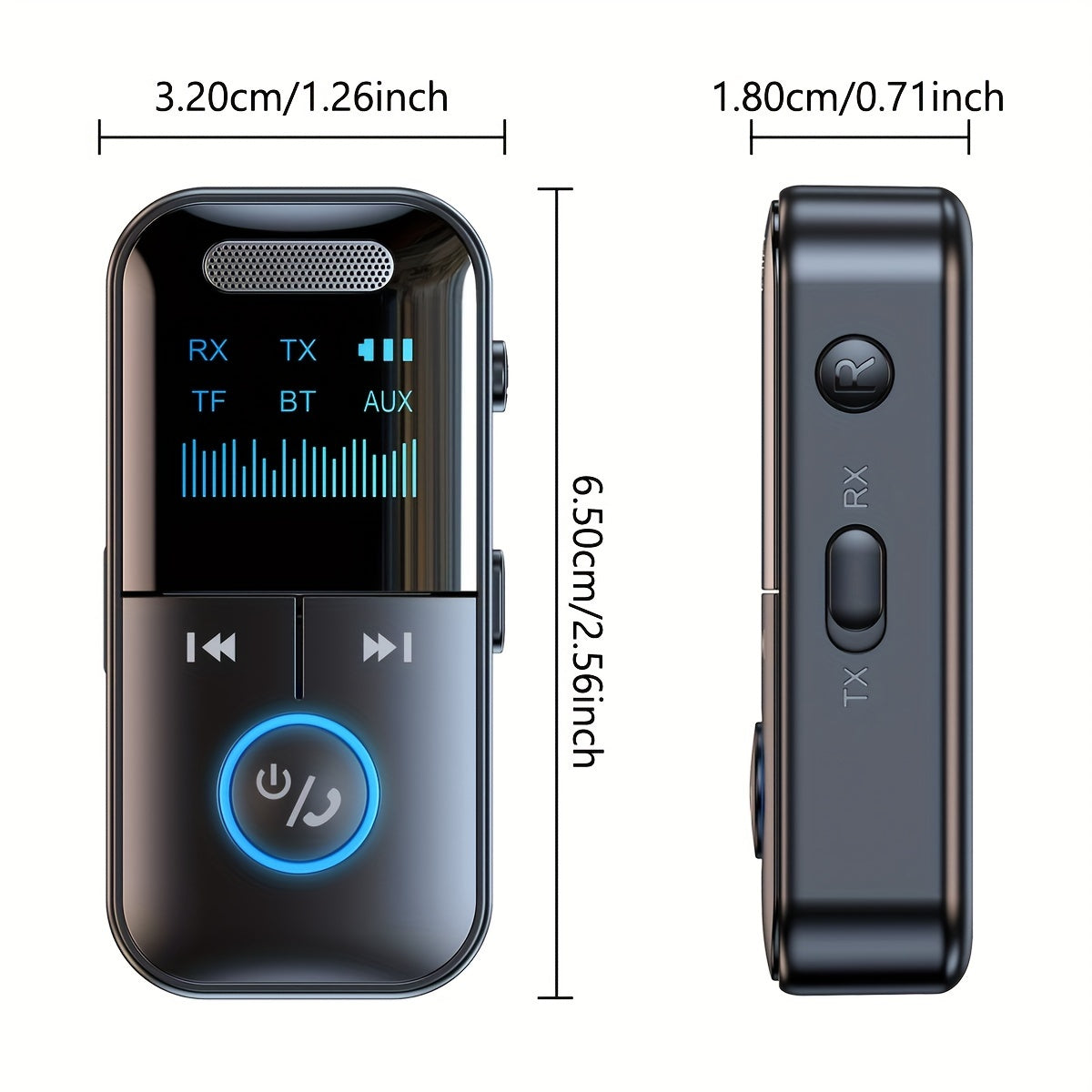 JaJaBor AUX Adapter: Wireless 2in1 Transmitter and Receiver for Home Stereo Speaker with Handsfree Call and Lossless MP3 Player.