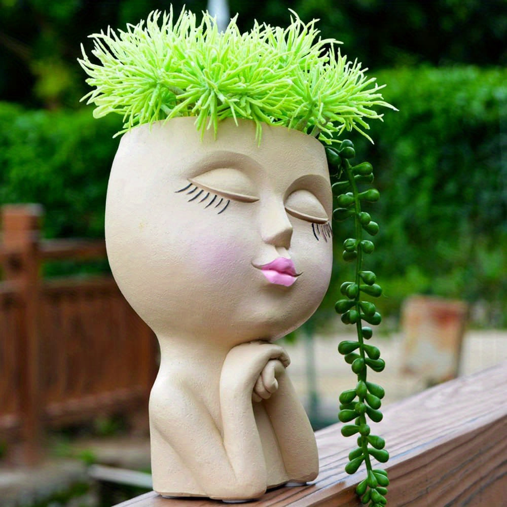 Resin Creative Facial Vase: Ideal for Decorating Home, Office, and Garden! Great for Christmas and Halloween Gift Giving.