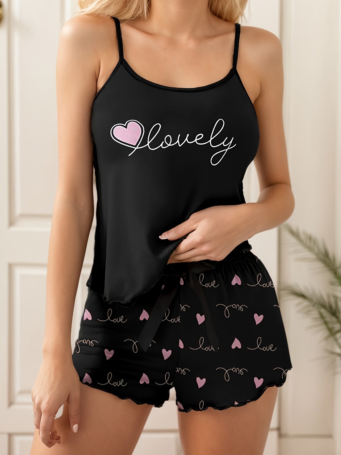 Valentine's Day matching set for couples with heart print.