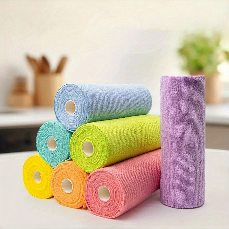 Get all your cleaning needs covered with a pack of 20 reusable microfiber cleaning wipes on a roll. These versatile rolls can be used as kitchen cloths, dish rags, or paper towel replacements. Made from woven fabric, they are perfect for any room in the