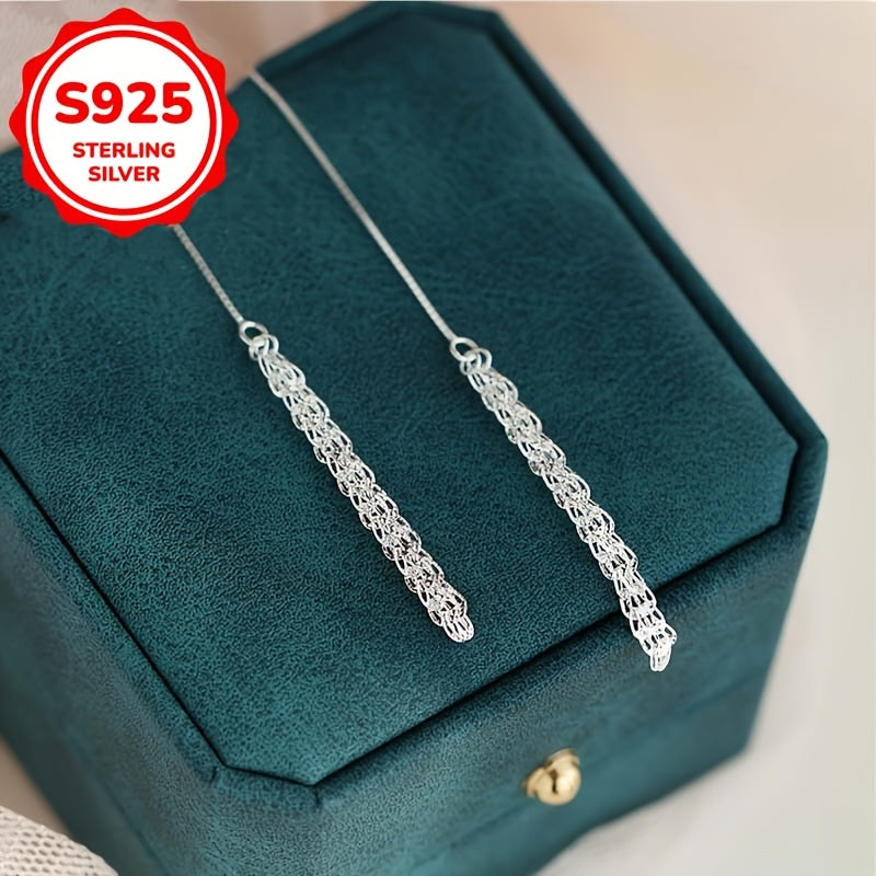 Elegant and sexy, the LULUBRO S925 Sterling Silver Phoenix Tail Chain Earrings offer a stylish Korean-inspired look. These hypoallergenic studs are perfect for daily wear or festive occasions. They make an ideal Valentine's Day or birthday gift, weighing