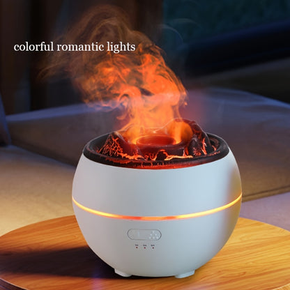 Portable 360ml flame night light humidifier with volcanic air and aroma diffuser for rooms and offices.