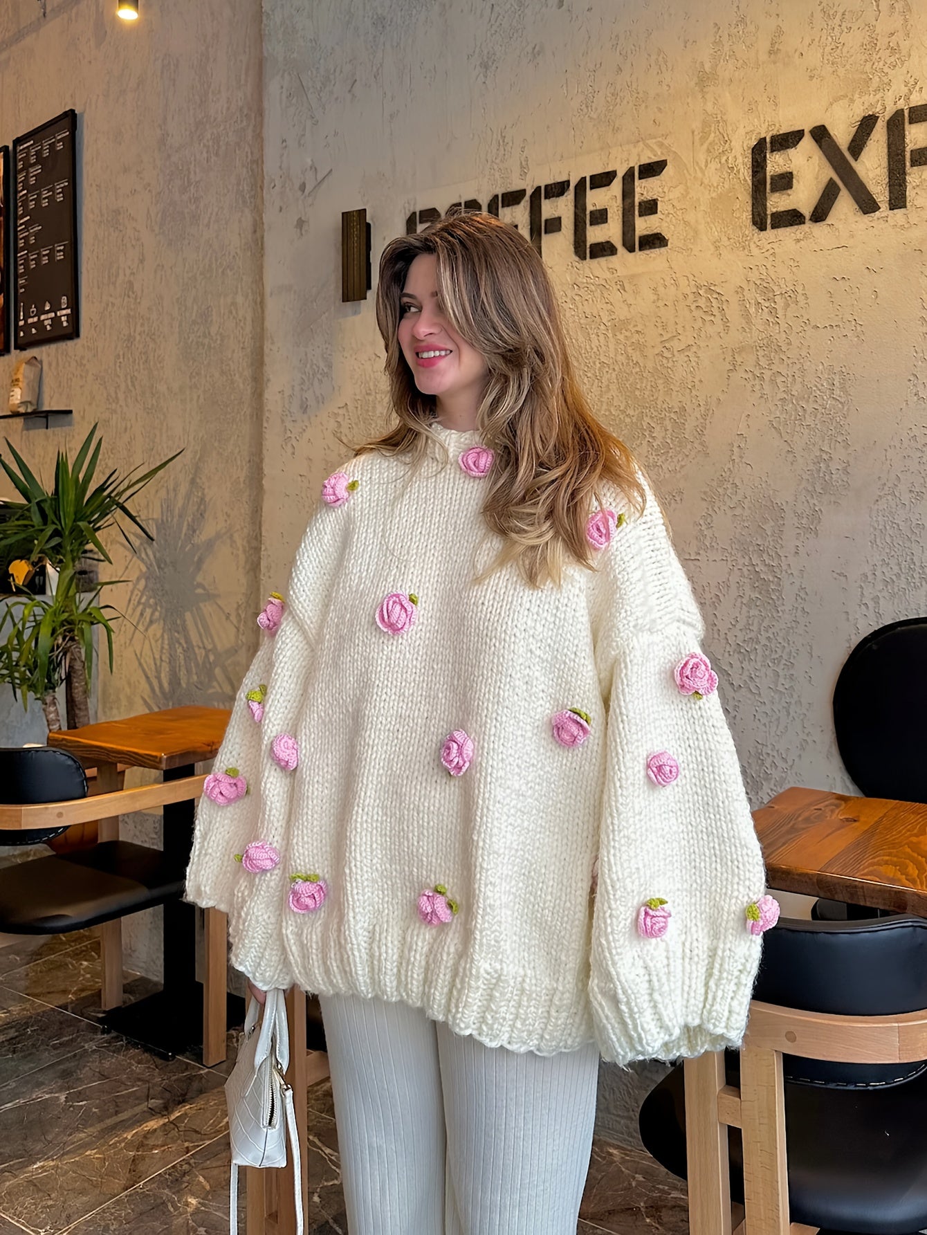 Handmade oversized crocheted sweater