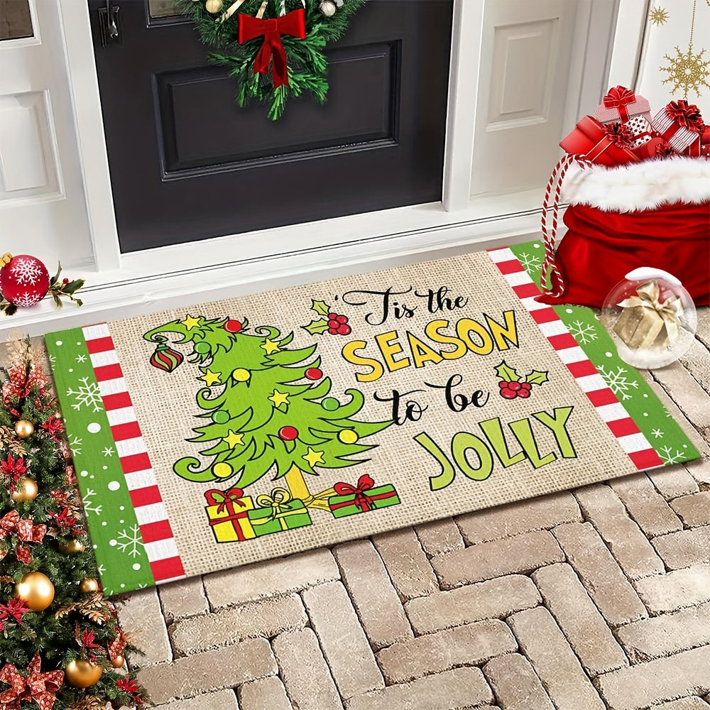 Get into the festive spirit with this Whoville Christmas floor mat! Featuring a delightful Christmas tree design with a green edge snowflake decoration, this non-slip mat is perfect for adding a touch of holiday cheer to your home or outdoor space. Ideal