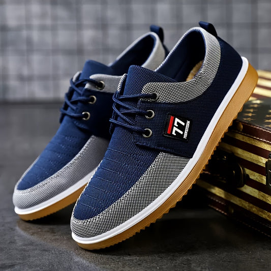 Stylish color block canvas skate shoes for outdoor activities, with non-slip soles and comfortable lace-up design.