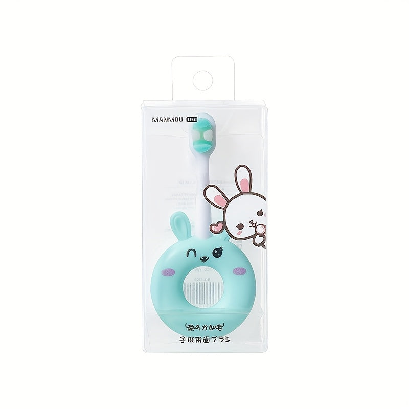 Gentle silicone baby toothbrush for toddlers aged 0-3. Features cute cartoon design and super soft bristles for gentle cleaning on sensitive teeth.