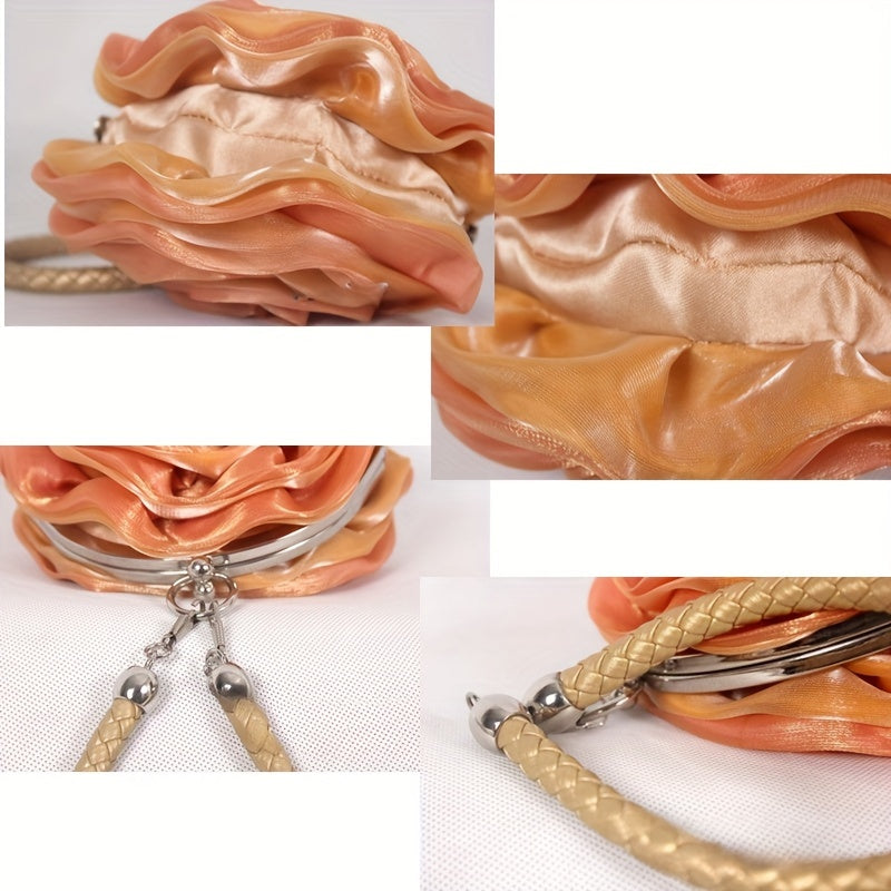 Introducing the Huang Yunying Special Silk Three-dimensional Flower Bag, perfect for adding elegance to your evening dresses. This hand-held bride bag doubles as a coin purse, pendant bag, and party or dinner decoration. It's also great for Christmas