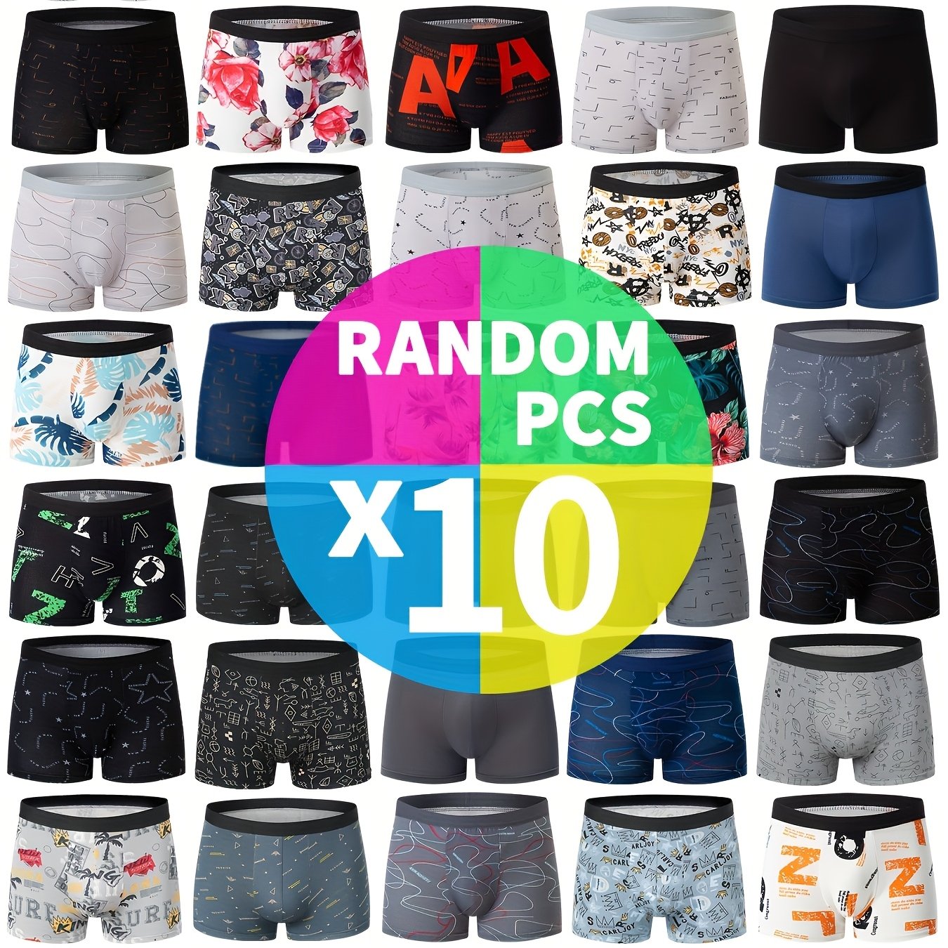 10 Men's Street Style Stretchy Boxer Briefs - Trendy Print, Comfy & Breathable