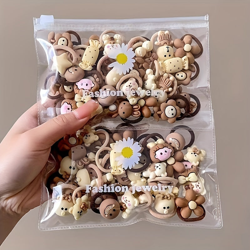 10/20/30/40/50pcs Cute Cartoon Hair Ties, Suitable for Hair Styling at Parties and Holidays, Perfect Gifts for Girls.