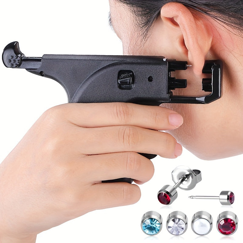 Ensure a comfortable and painless ear-piercing experience with our Professional Ear Piercing Tool Kit, featuring a safe and sterile piercer machine and studs. Perfect for both salon and at-home use.