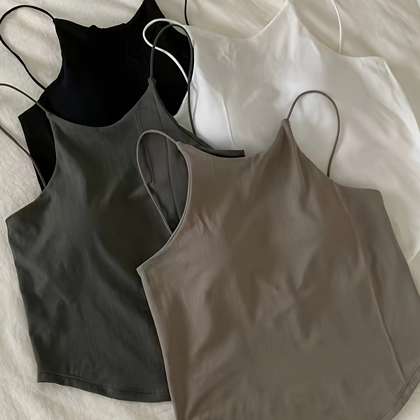 4 Women's Cami Tops with Built-In Bra - Breathable, Wire-Free, Lightweight, All-Season Comfort.