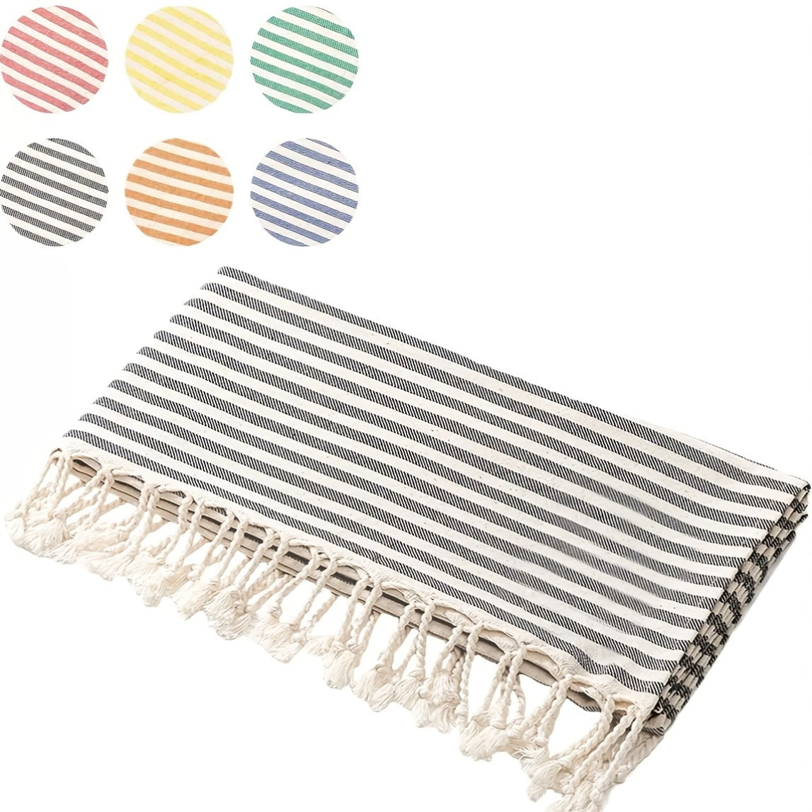 1 Turkish cotton beach towel with striped pattern, highly absorbent and quick-drying. Lightweight and soft, suitable for beach, swimming, outdoor camping, and travel. Ideal beach essentials.