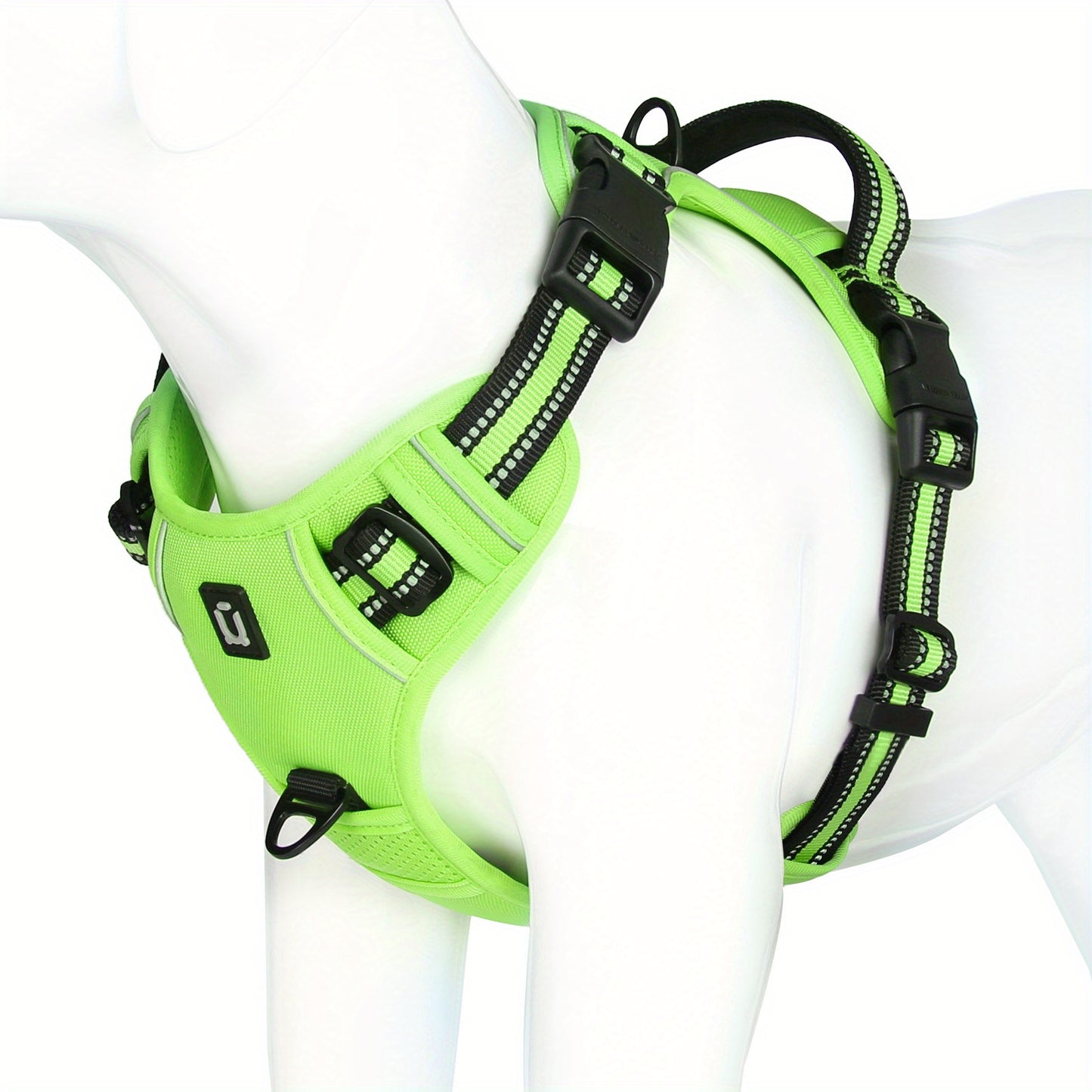 Reflective no-pull dog harness with handle for easy walking and training