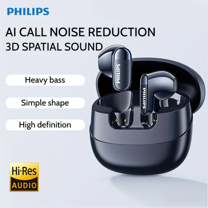 Philips True Wireless наушники с ANC, HiFi звук, сенсорное управление, водоотталкивающие, конденсаторный микрофон, Type-C чехол, 400mAh аккумулятор, совместимость с iOS/Android - TAT2169