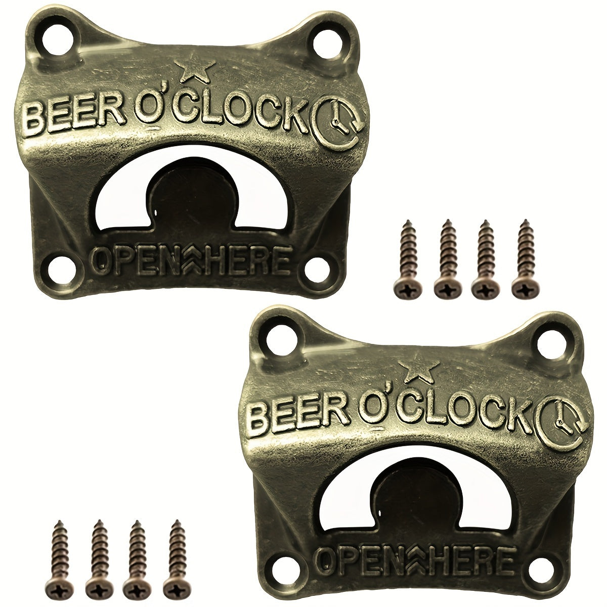 Embossed "Beer O' Clock" Cat Shape Bottle Opener Wall Mounted Retro BBQ DIY Solid Beer Opener Tools, Kitchen Gadgets.