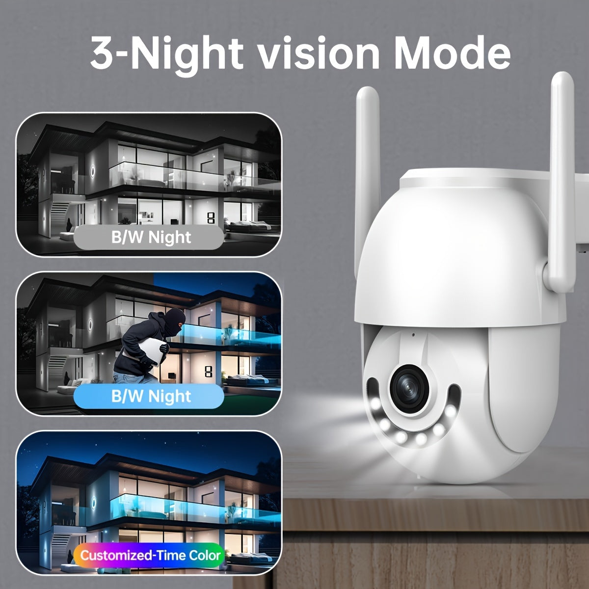 Enhance your outdoor security with the JOOAN 3MP HD Security Camera. Featuring PTZ, full-color night vision, human tracking, and motion detection capabilities, this camera is compatible with smartphones for easy access and monitoring.