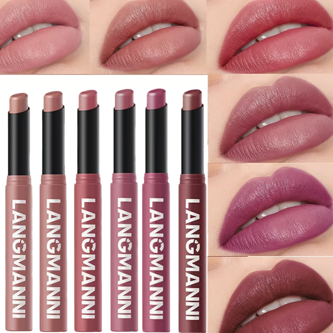 This matte lipstick has an angled tip, comes in a single stick, is long-lasting, moisturizing, and available in 8 shades.