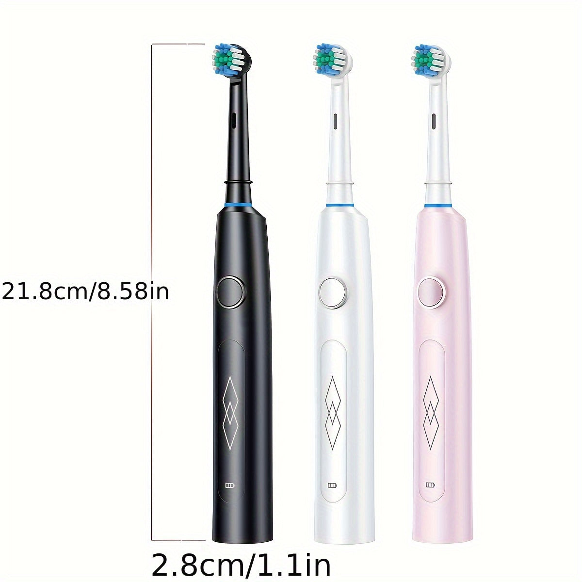 Black Sonic Electric Toothbrush with USB recharge, soft bristles, 600mAh battery, 5 modes, 4 brushes in gift box.