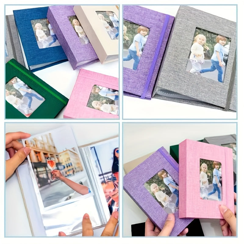 Linen Photo Album with Front Window - 10.01X15.01cm, Acid-Free, 26 Pages, Holds 52 Photos - Ideal for Kids, Weddings, and Family Memories