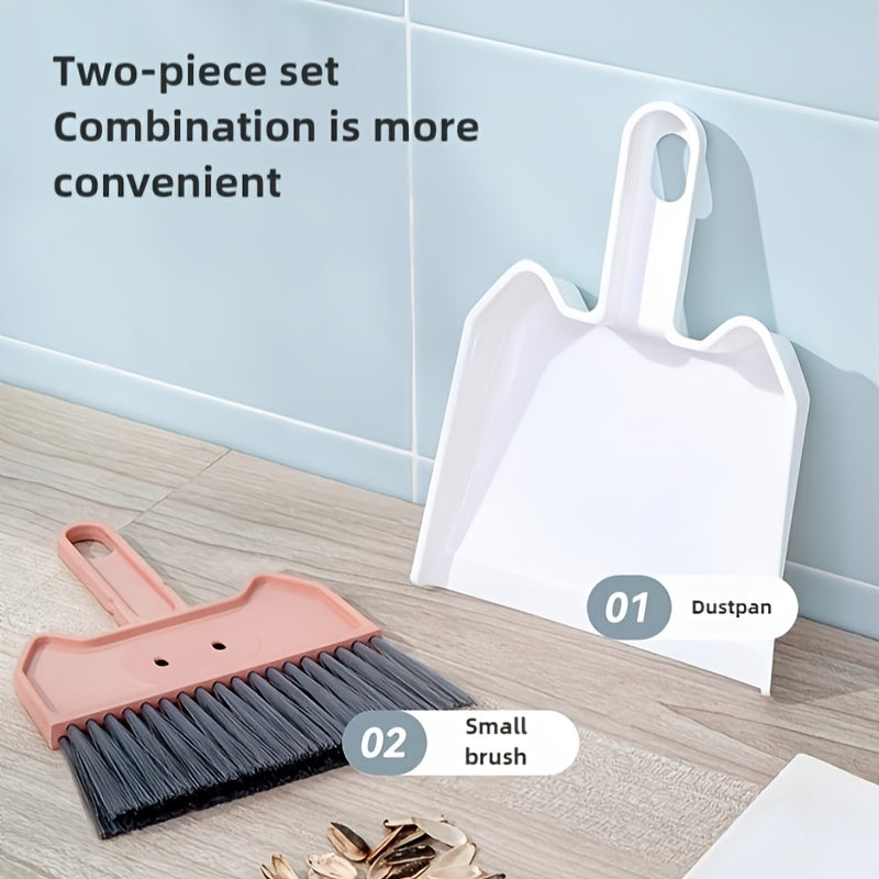 Mini Broom and Dustpan Set for Small Spaces - Ideal for Desks, Tables, and Home or Kitchen Necessities (Color May Vary)