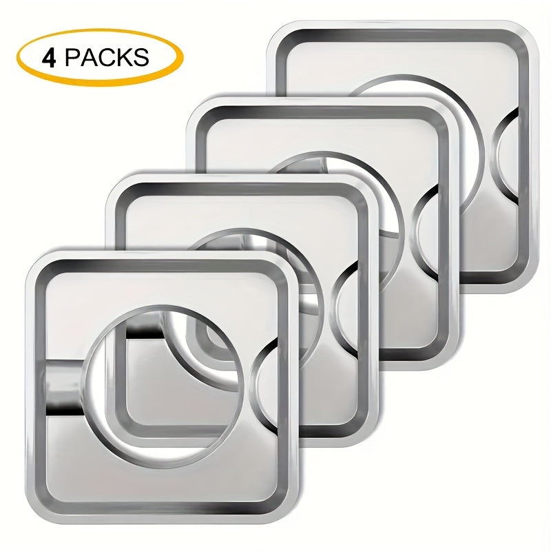 Set of 4 Stainless Steel Square Gas Stove Drip Pans - Designed for SGP-400, also fits 786333, AP6011553, PS11744751, WP786333 Models - Must-Have Kitchen & Restaurant Tools for Cooking Efficiency, Stovetop Protection