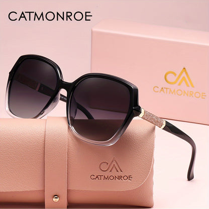 Women's Polarized Square sunglasses with high-quality PC frame, comfortable for outdoor activities and everyday use, comes in a pink gift box.