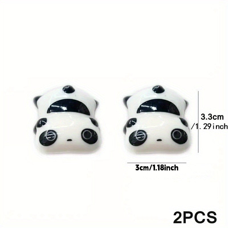 2 Ceramic Panda Chopstick Holders, Pen Holders, Creative Cartoon Chopstick Rests, Home Decor, 3.28cm*1.3cm