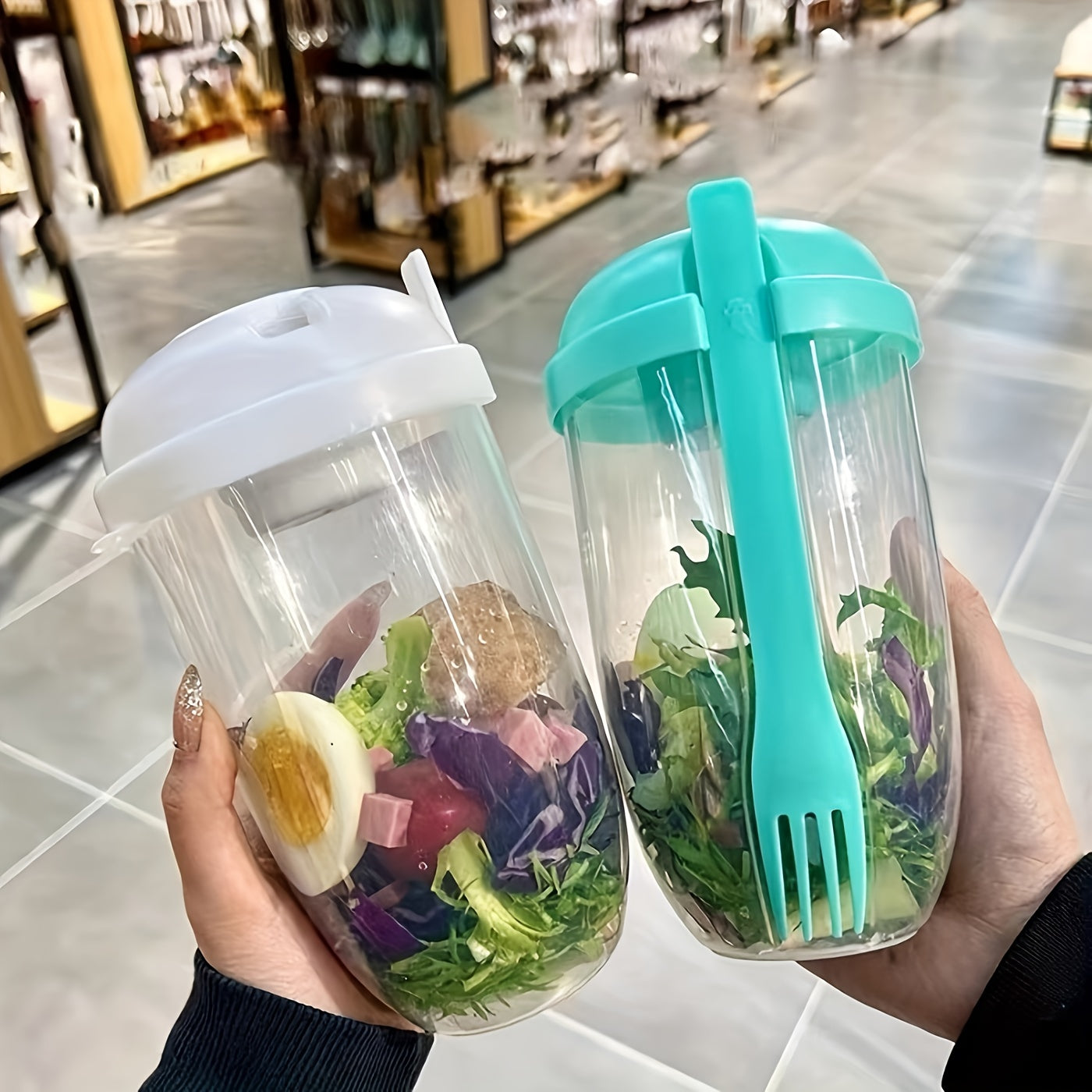 1pc Fresh Salad Cup, 
Keep Fit Salad Meal Shaker Cup,
1000ml/33.81oz,
Portable Fruit Vegetable Milk Cup, 
19.99cm X 5.92cm