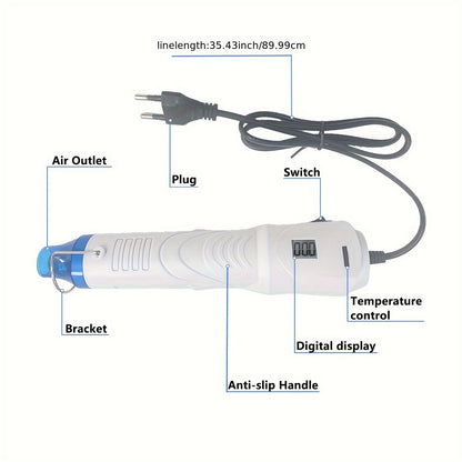 WONGIRL 300W Mini Hot Air Gun with Digital Display for Epoxy Resin Bubble Removal, Drying & Shrink Packaging.