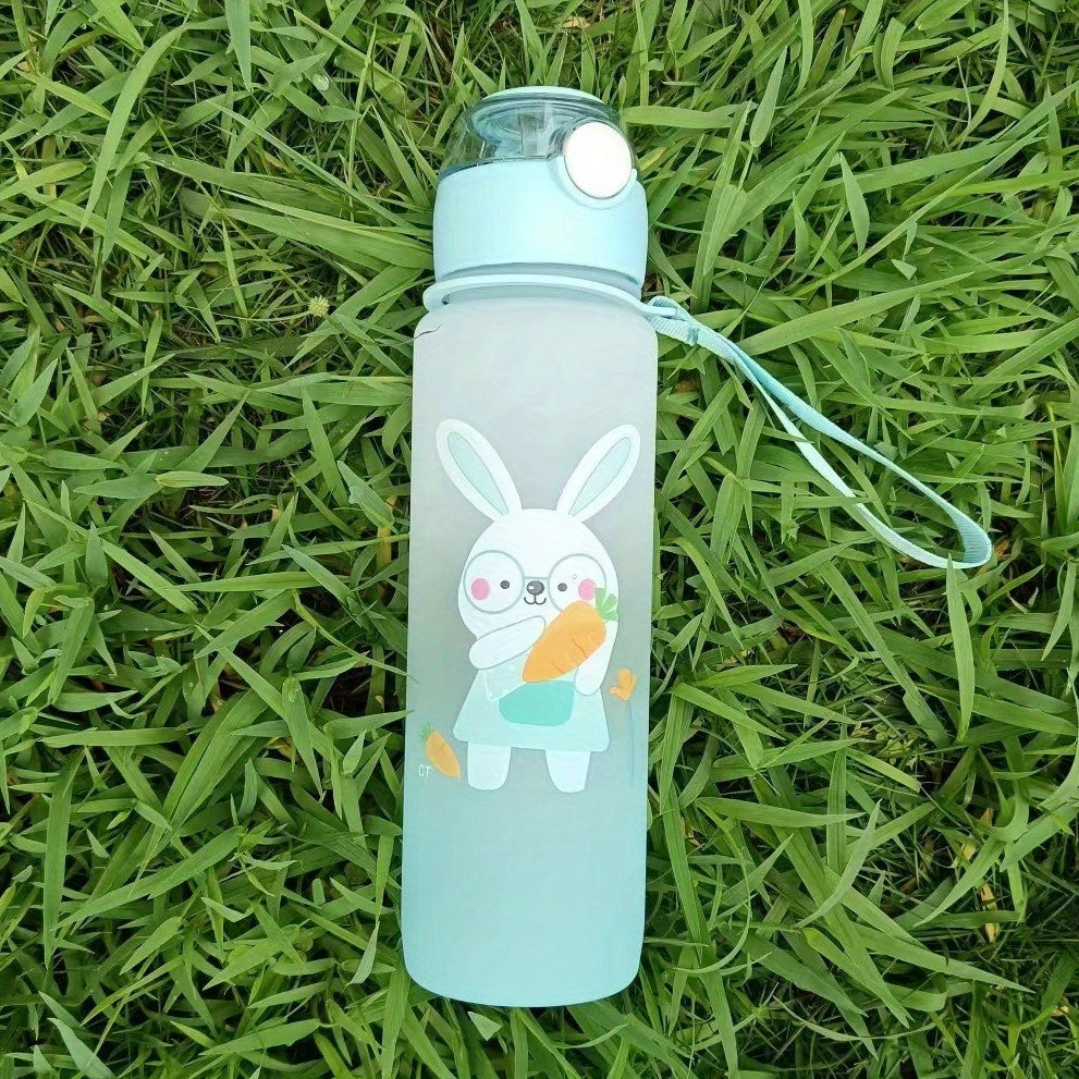 Cartoon animals sports water bottles in various sizes for outdoor activities and birthdays.