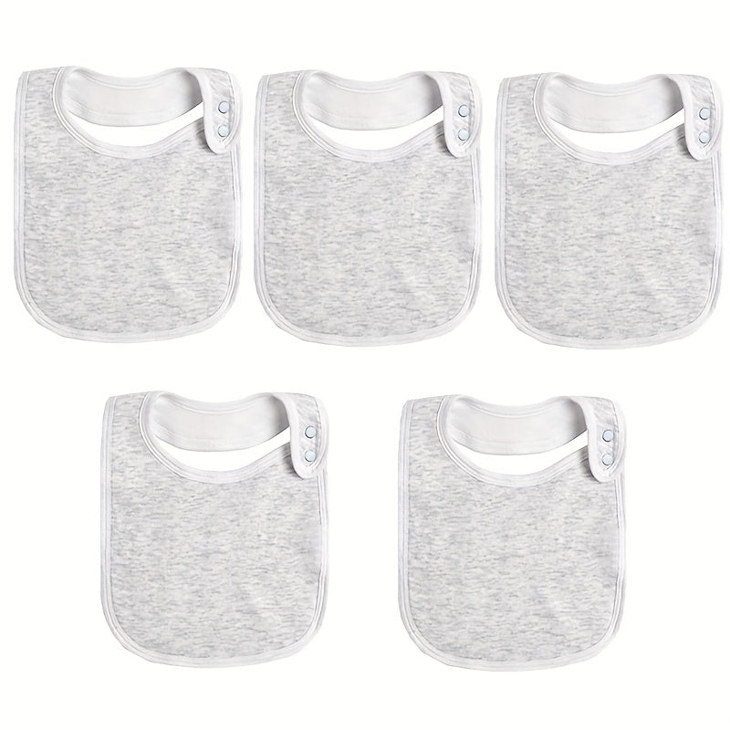 Set of 5 Organic Cotton Baby Snap Bibs - Adjustable, Easy to Clean & Ideal for Newborns and Infants!