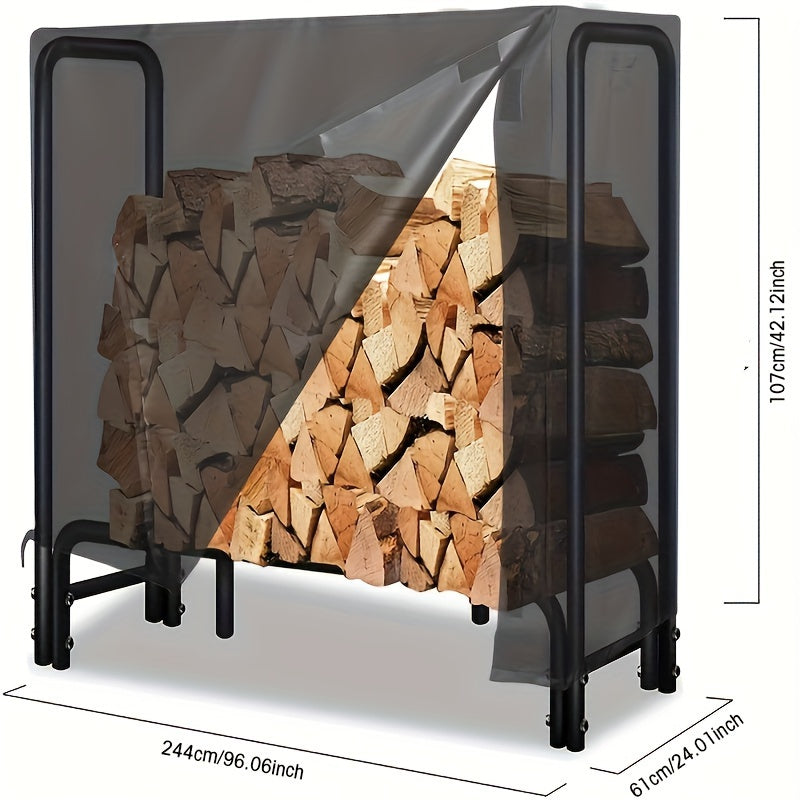 Sturdy Waterproof Cover for Firewood Rack - Designed to Fit 4ft & 8ft Racks, Outdoor Protection from Weather for Grilling Equipment, Perfect for Yard, Patio, Campsite, Shoreline, Resistant to Wind and Dust, Great for RVs