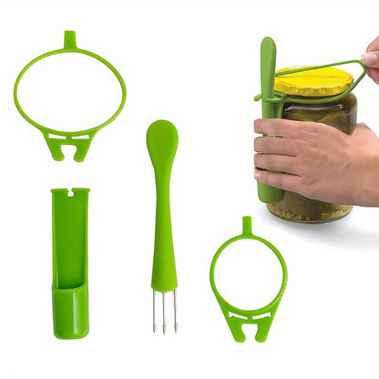 Set of 5 plastic pickle forks for sour cucumbers, olives, and jars - perfect gift for pickle lovers.